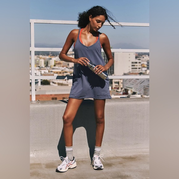 NWOT Free People Movement Hot Shot Mini Dress In Blue Indigo - Picture 2 of 11